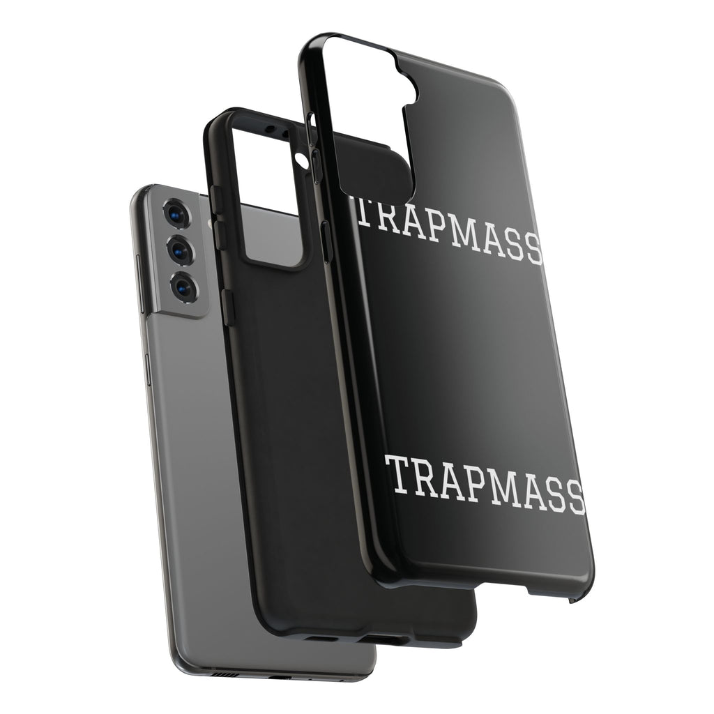 TRAPMASS Bold Text Tough Phone Case — Durable Black Protective Cover for Hip Hop Fans