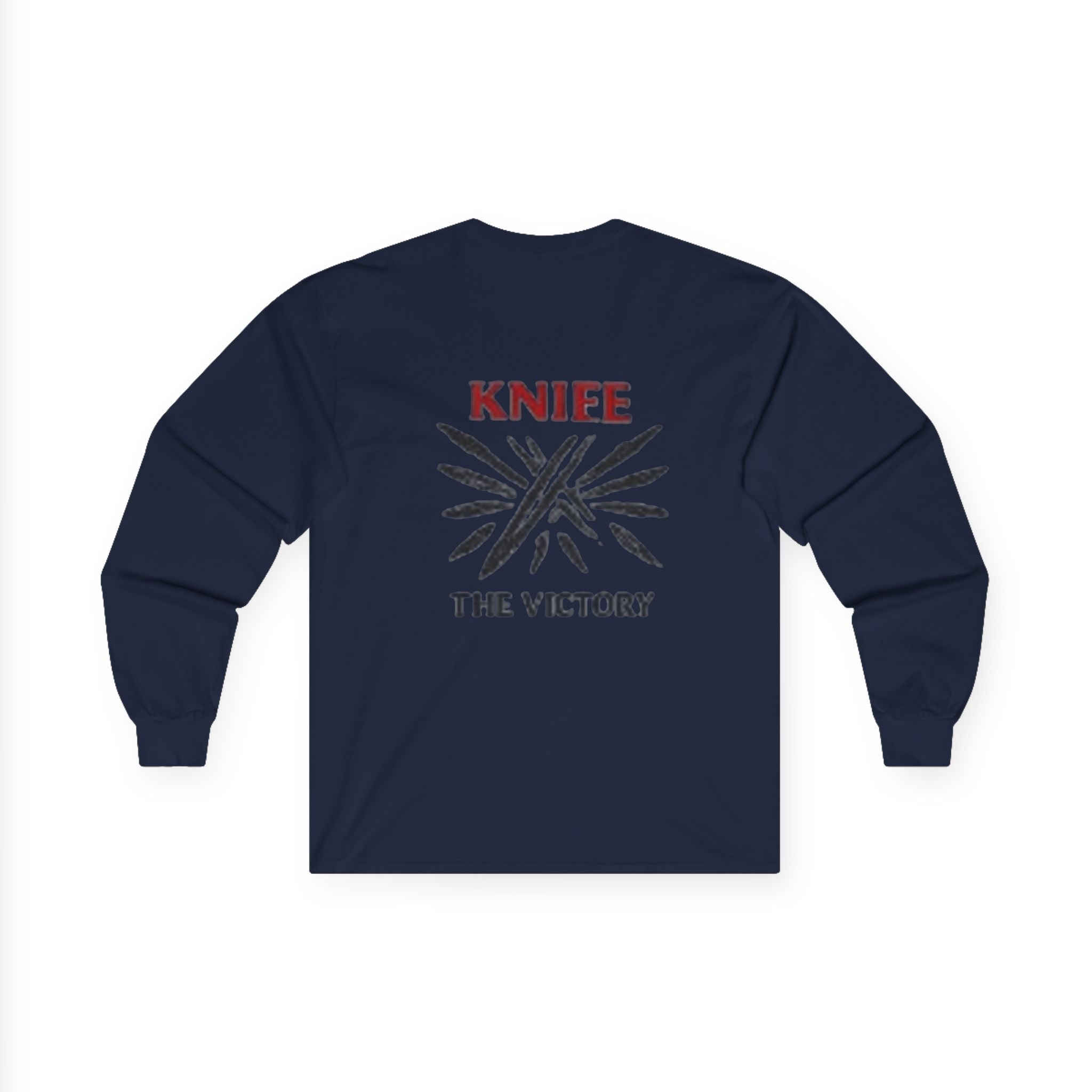 Trapmass Knife The Victory Long Sleeve Tee — Gothic Crest Graphic Shirt