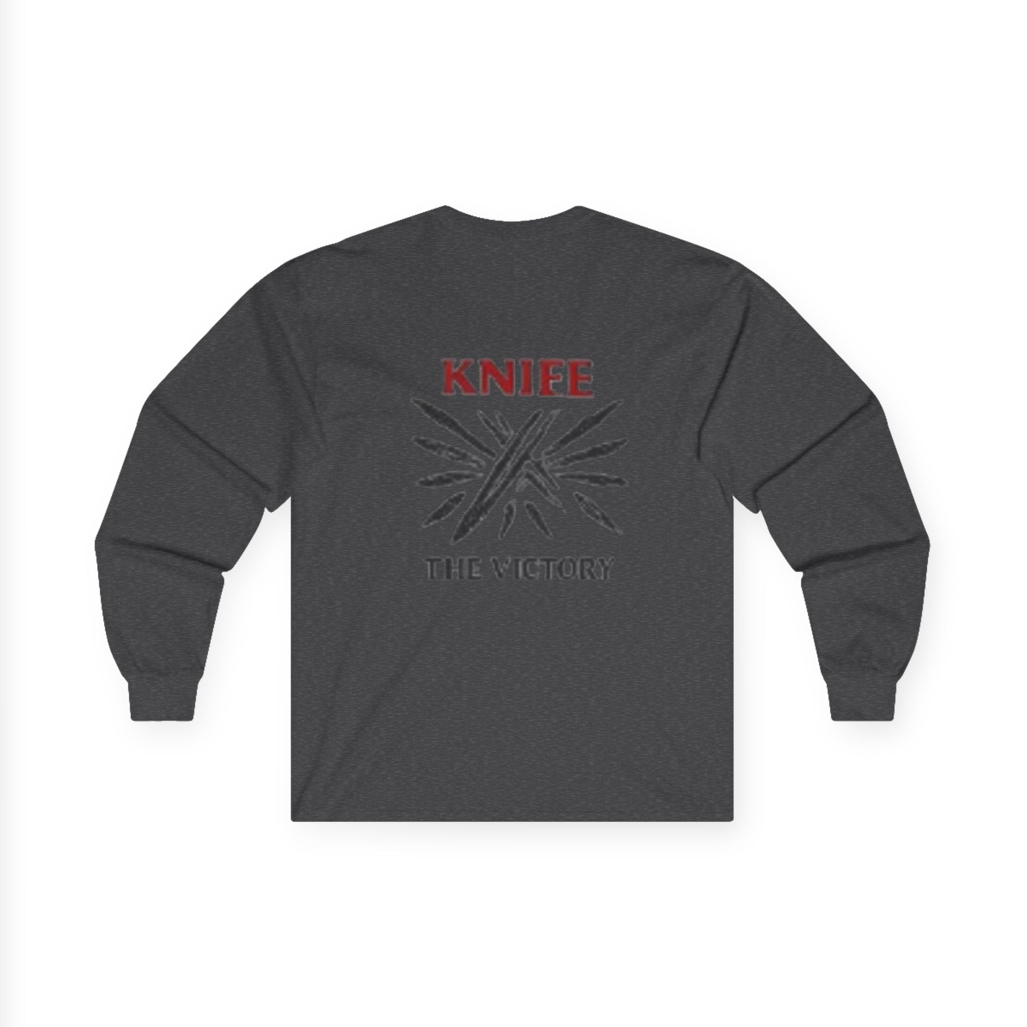 Trapmass Knife The Victory Long Sleeve Tee — Gothic Crest Graphic Shirt