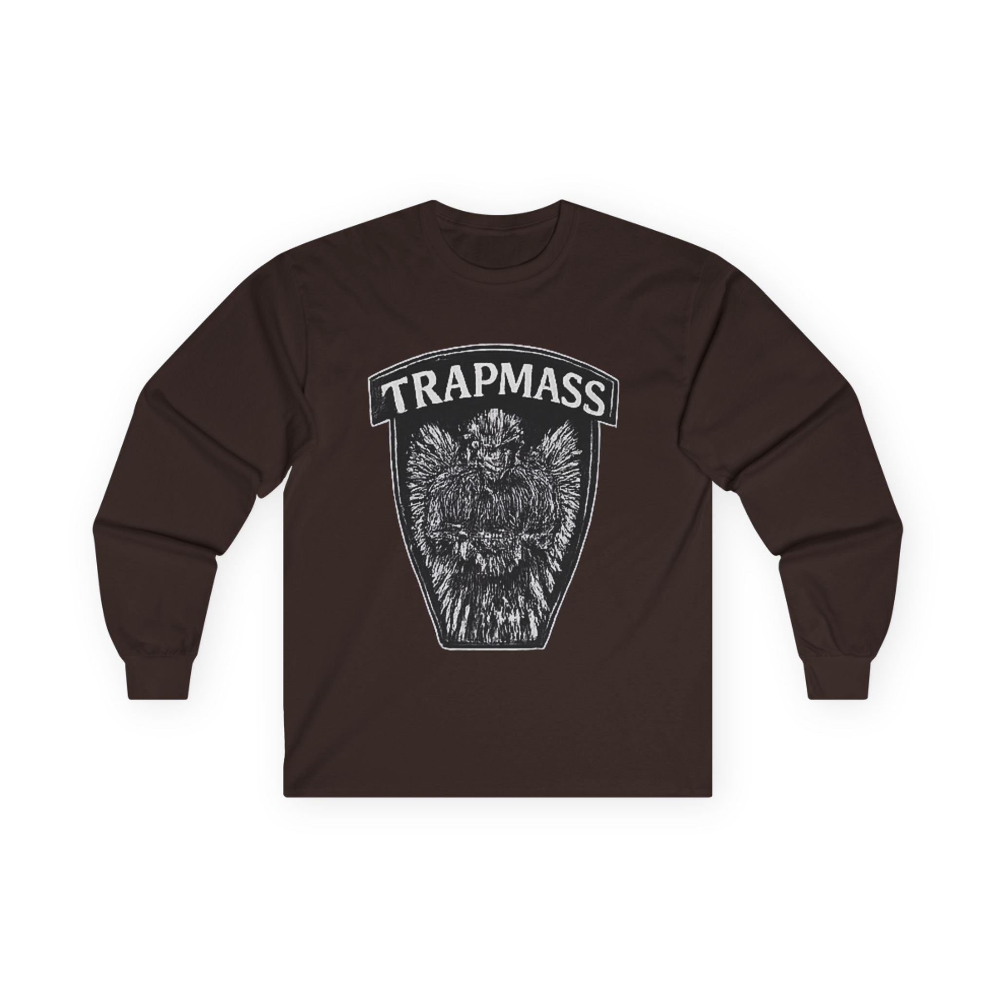 Trapmass Knife The Victory Long Sleeve Tee — Gothic Crest Graphic Shirt
