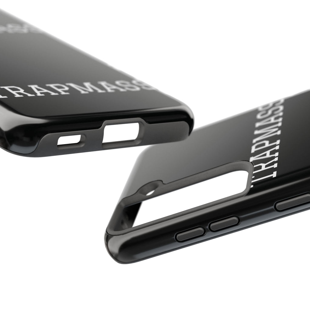 TRAPMASS Bold Text Tough Phone Case — Durable Black Protective Cover for Hip Hop Fans