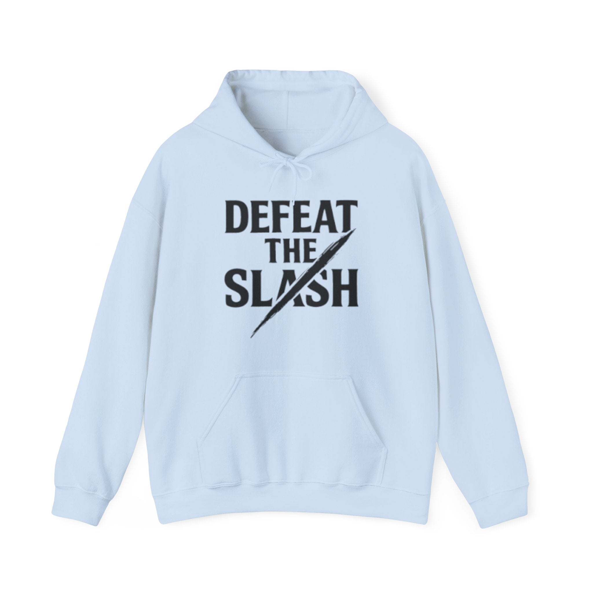Defeat the Slash Hoodie – Graphic Streetwear Pullover (TrapMass Logo)