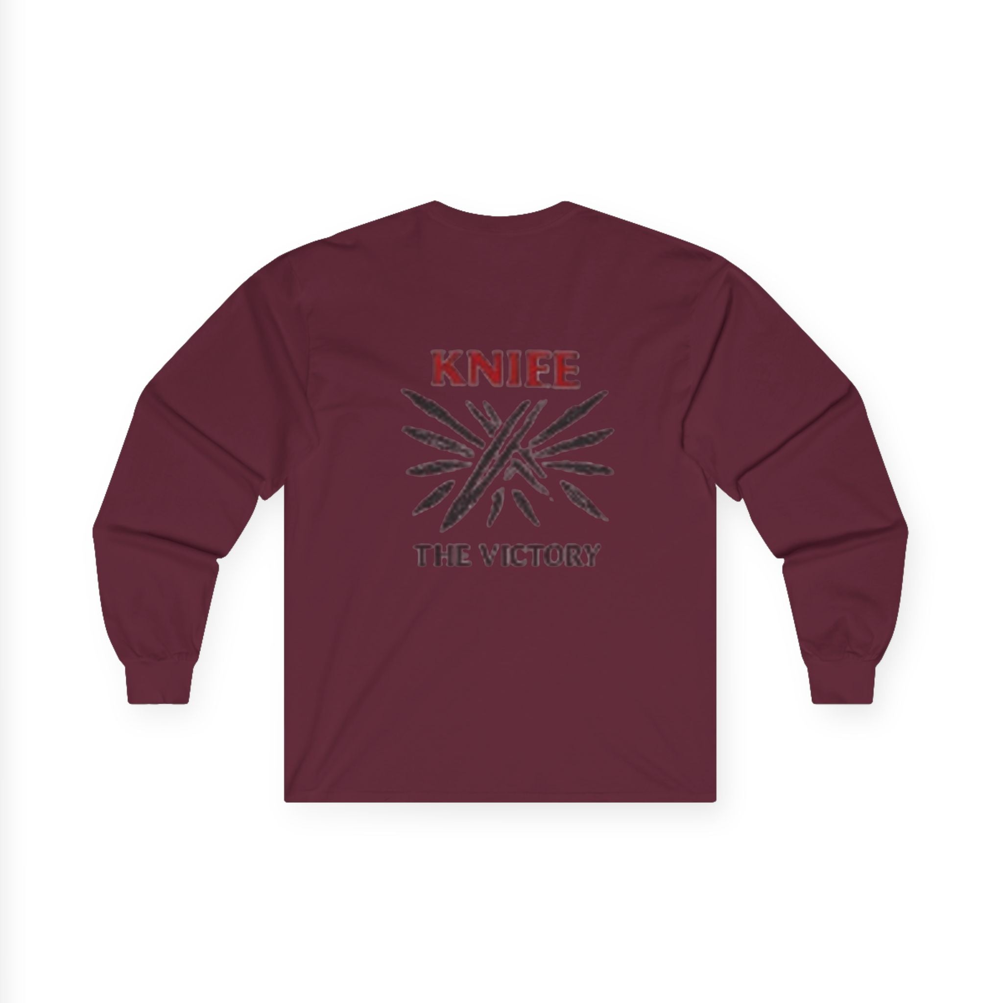 Trapmass Knife The Victory Long Sleeve Tee — Gothic Crest Graphic Shirt