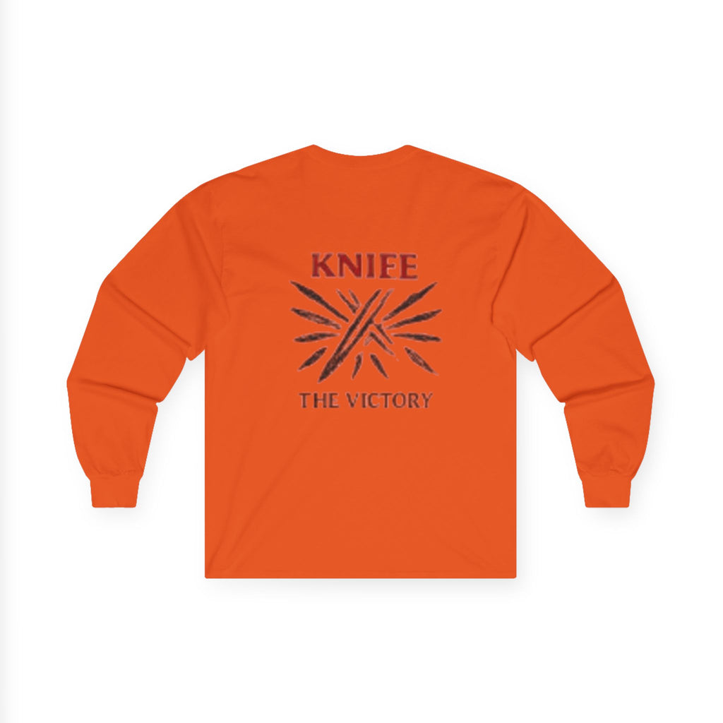 Trapmass Knife The Victory Long Sleeve Tee — Gothic Crest Graphic Shirt