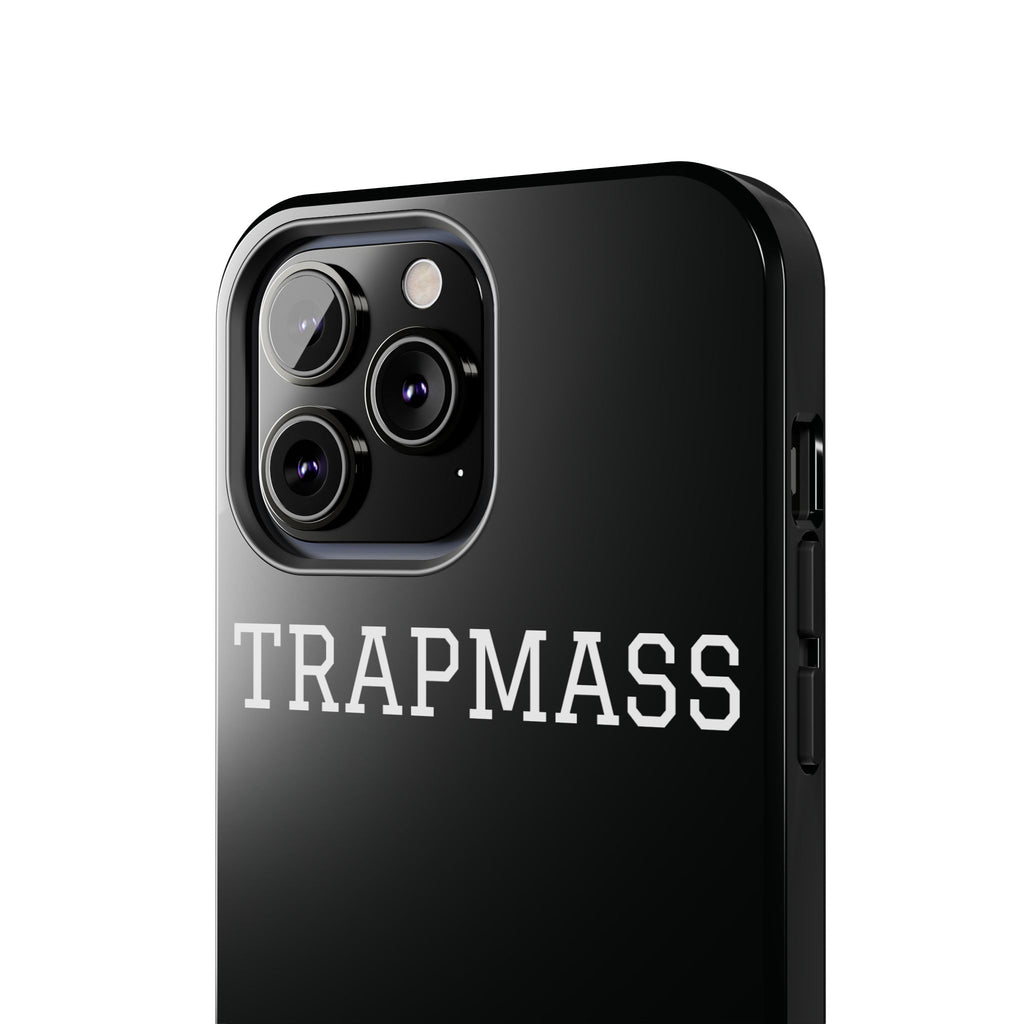 TRAPMASS Bold Text Tough Phone Case — Durable Black Protective Cover for Hip Hop Fans